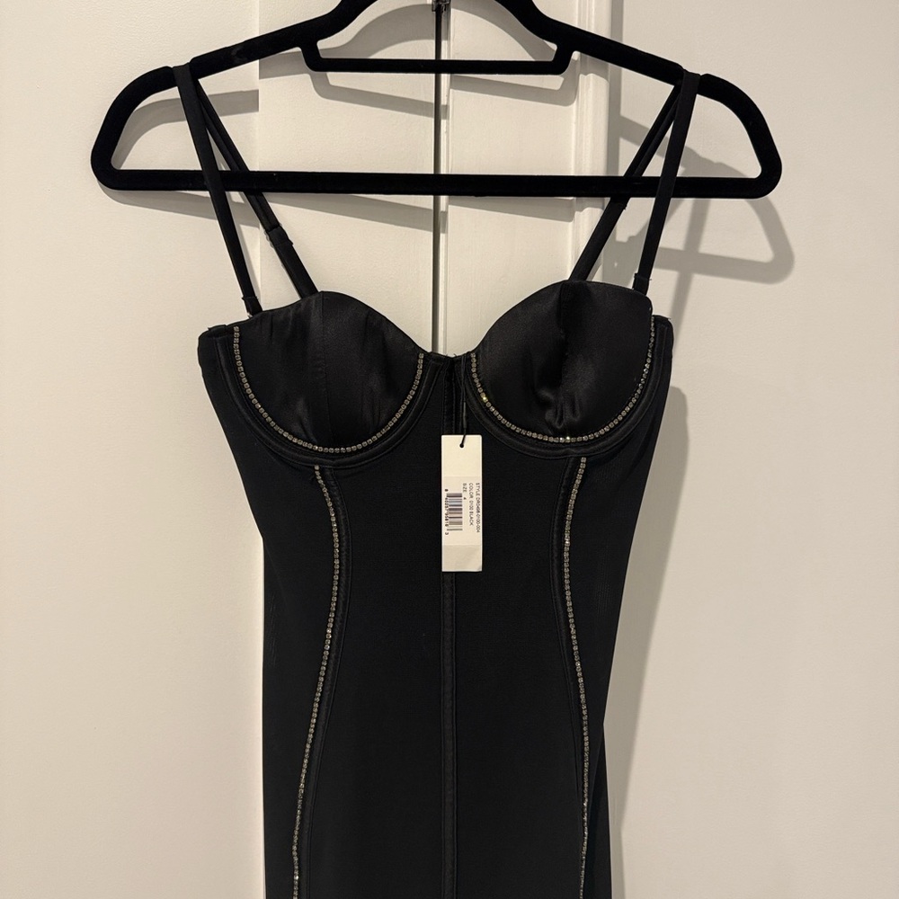 Fleur du Mal Elegant Brilliant Bustier Black Midi Dress